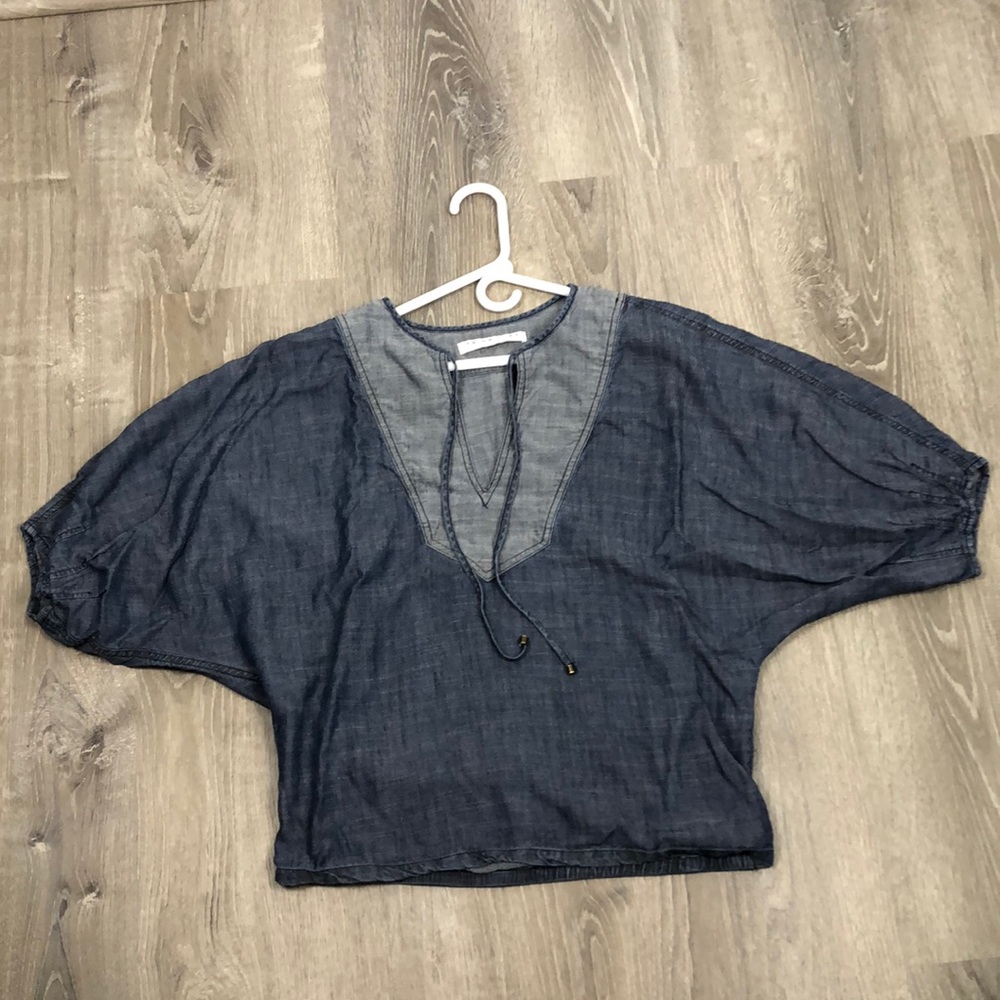 Trina Turk Chambray 3/4 Sleeve Top